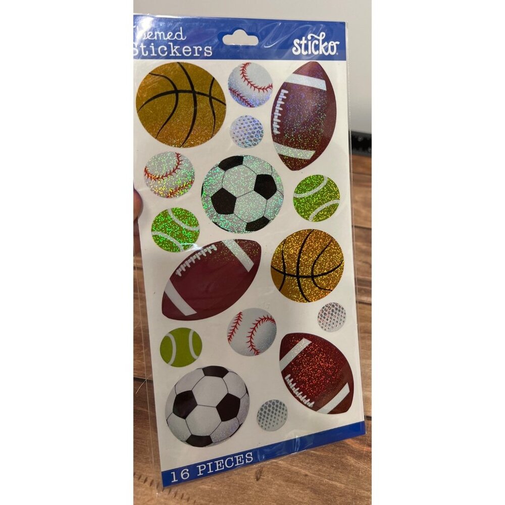 Sticko Themed POPULAR Sports Ball Stickers 16 Pieces 52-38-258 FOOTBALL SOCCER